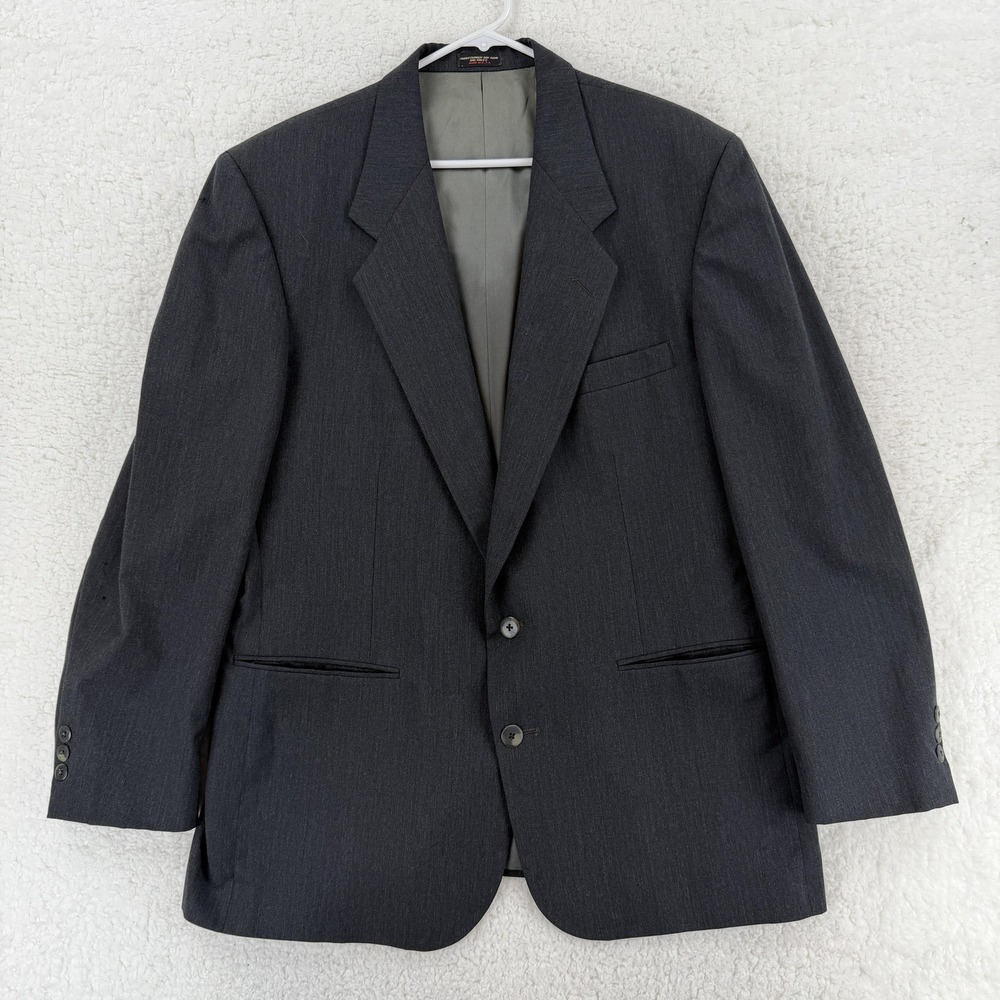 VTG Di Benedetto Suit Jacket Mens 44‎ Gray Wool Two Button Made USA Formal